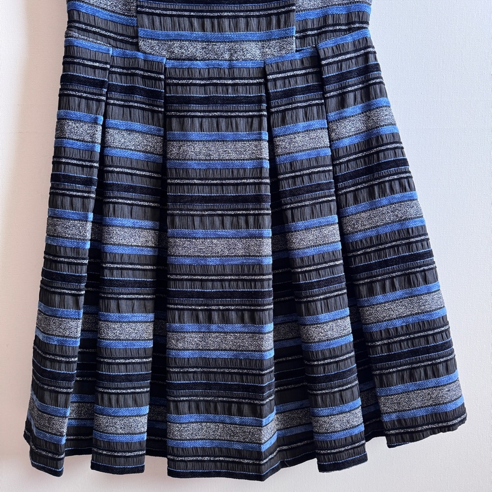 Forever 21 Blue & Black Striped Sleeveless Fit and Flare Pleated Dress Size XS - Picture 4 of 12